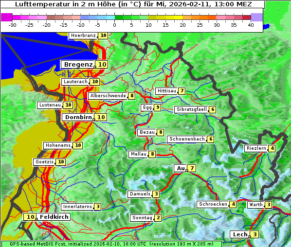 Temperatur, 11. 2. 2026