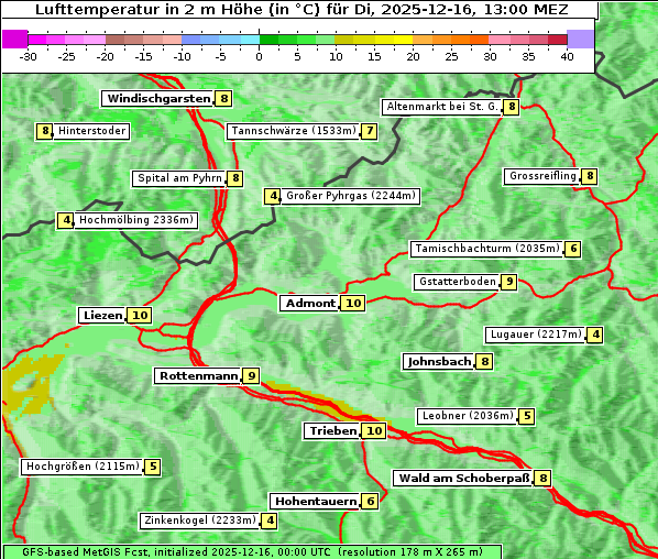 Temperatur, 16. 12. 2025