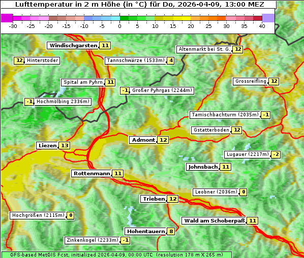 Temperatur, 9. 4. 2026