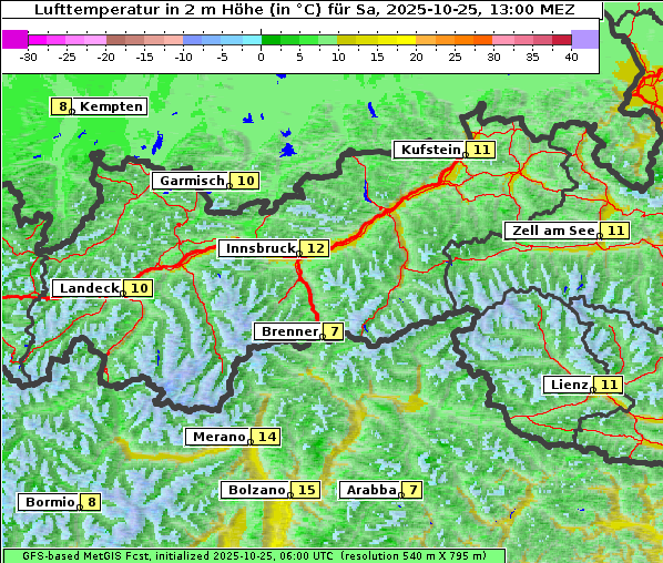 Temperatur, 25. 10. 2025