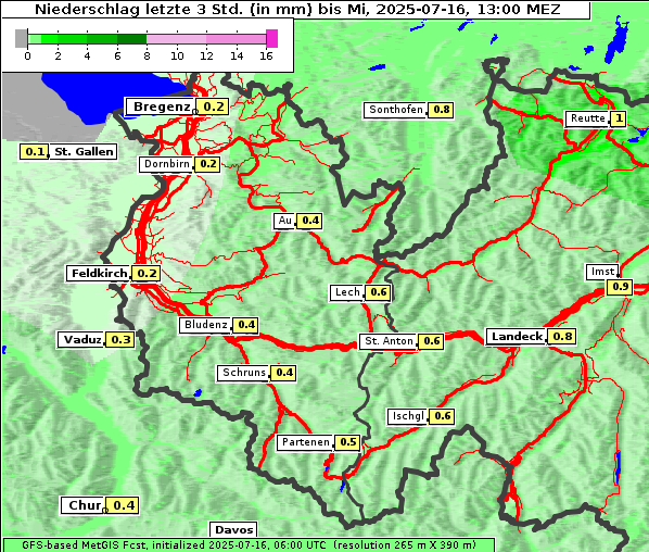 Niederschlag, 16. 7. 2025