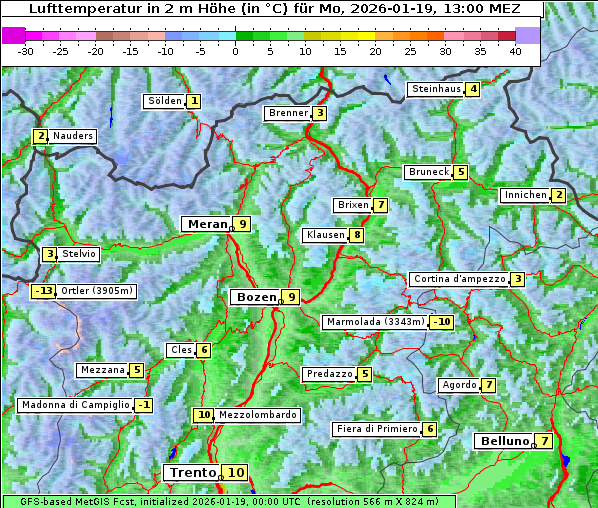 Temperatur, 19. 1. 2026