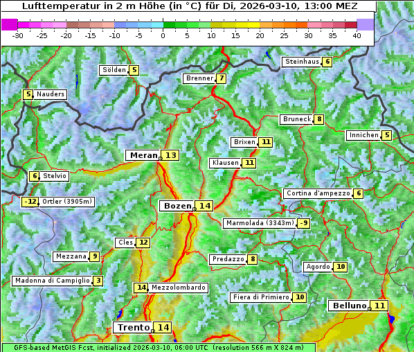 Temperatur, 10. 3. 2026