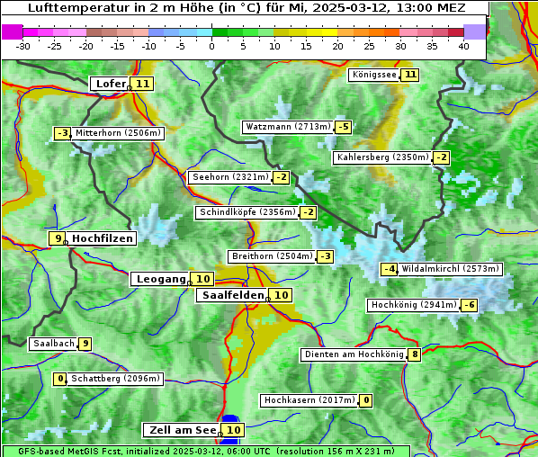 Temperatur, 12. 3. 2025