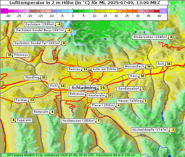 Temperatur, 9. 7. 2025