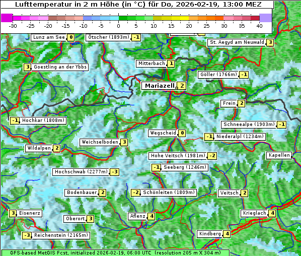 Temperatur, 19. 2. 2026