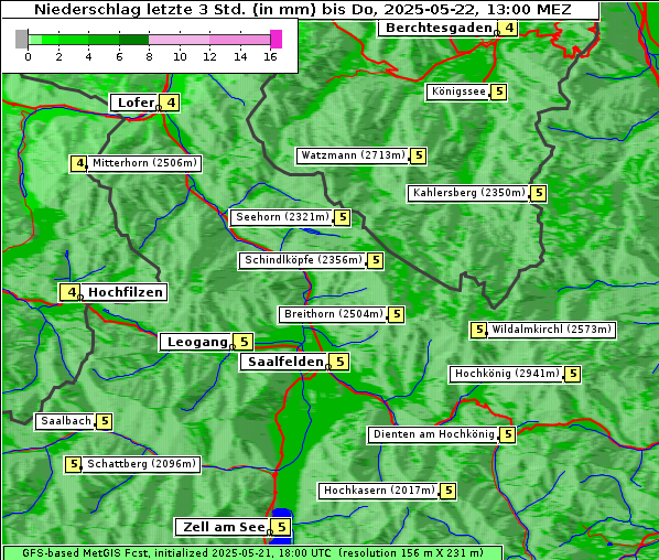 Niederschlag, 22. 5. 2025