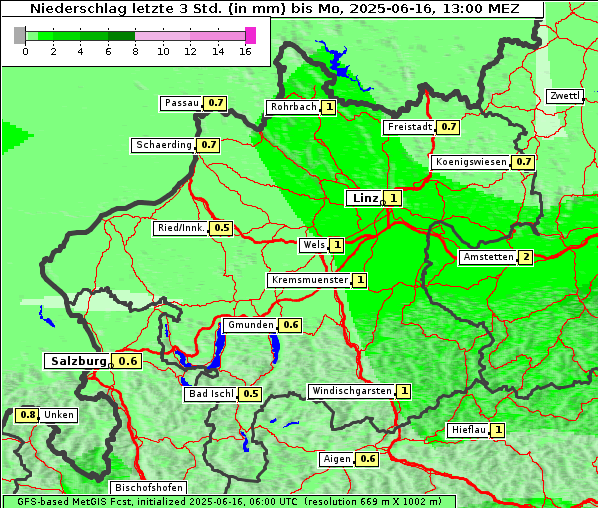 Niederschlag, 16. 6. 2025