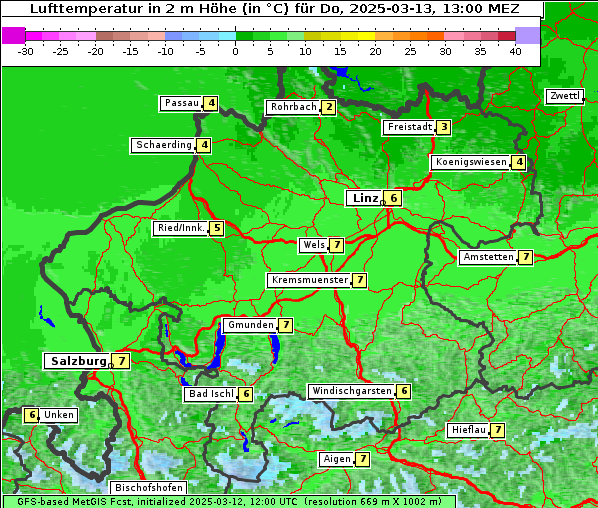 Temperatur, 13. 3. 2025