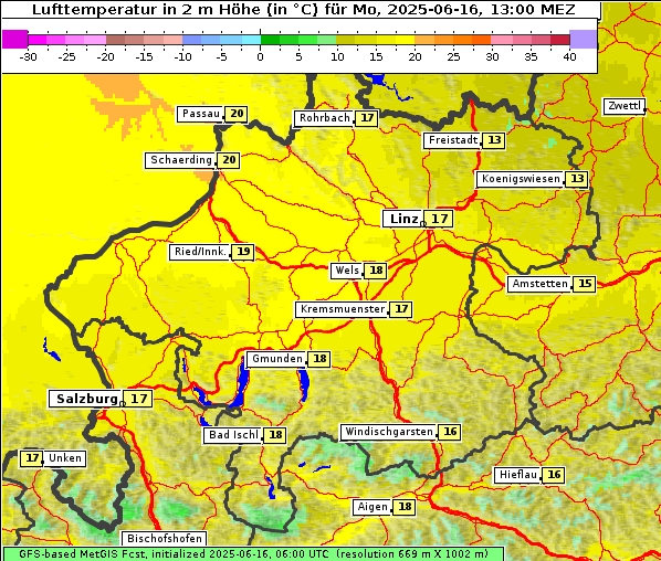 Temperatur, 16. 6. 2025