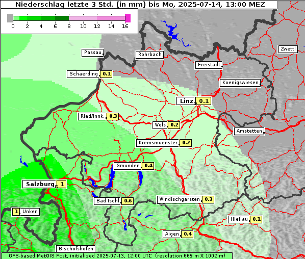 Niederschlag, 14. 7. 2025