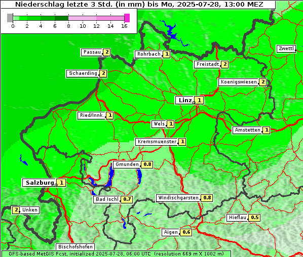 Niederschlag, 28. 7. 2025