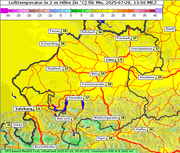 Temperatur, 28. 7. 2025