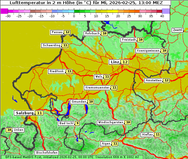 Temperatur, 25. 2. 2026