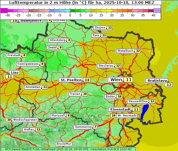 Temperatur, 18. 10. 2025