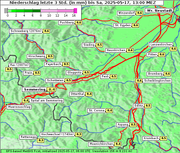 Niederschlag, 17. 5. 2025