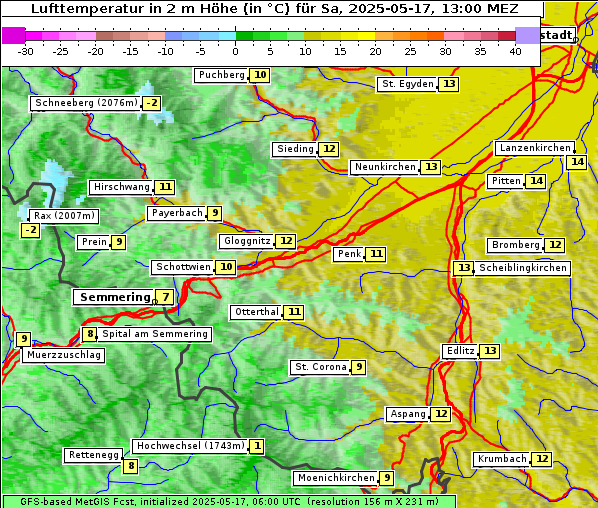 Temperatur, 17. 5. 2025