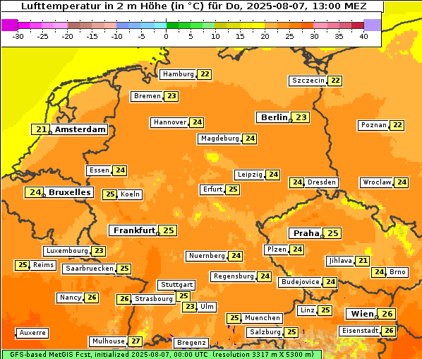Temperatur, 7. 8. 2025