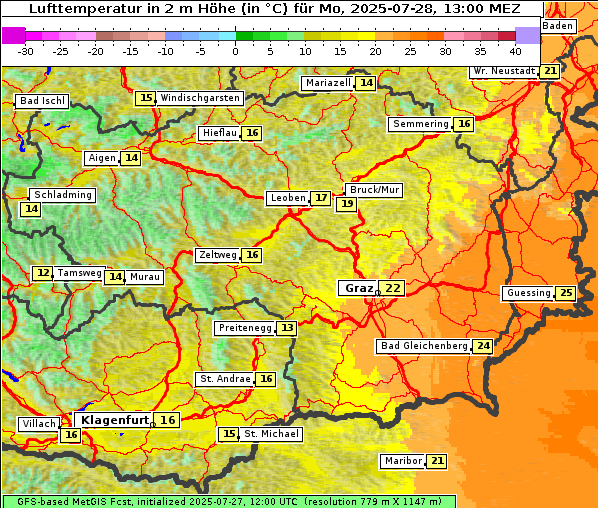 Temperatur, 28. 7. 2025
