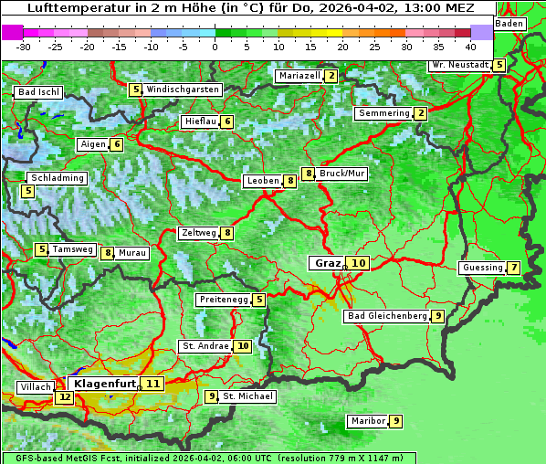 Temperatur, 2. 4. 2026
