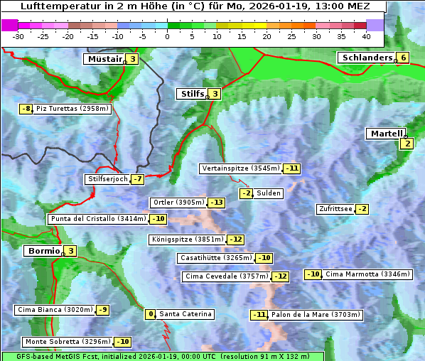 Temperatur, 19. 1. 2026