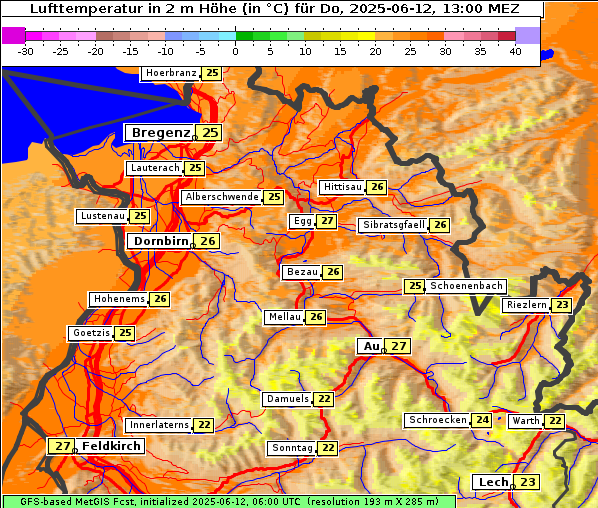Temperatur, 12. 6. 2025