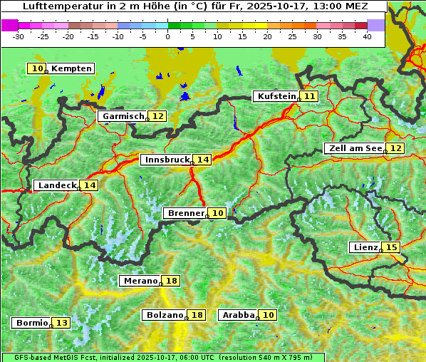 Temperatur, 17. 10. 2025