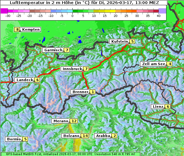 Temperatur, 17. 3. 2026