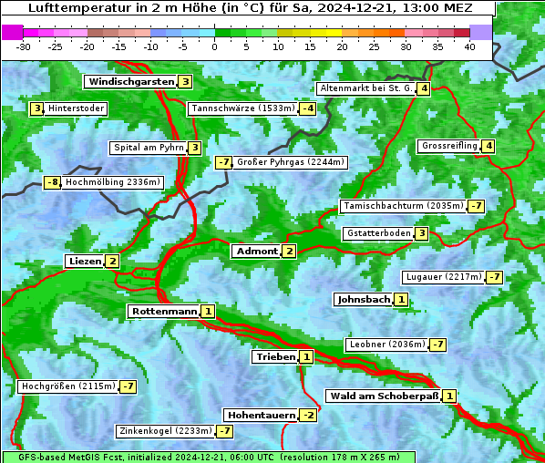 Temperatur, 21. 12. 2024