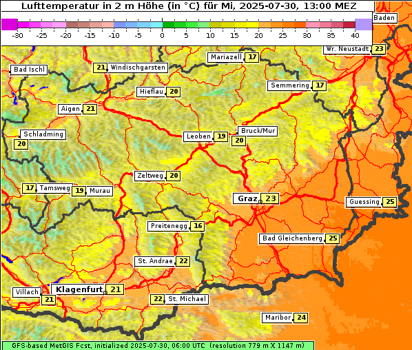 Temperatur, 30. 7. 2025