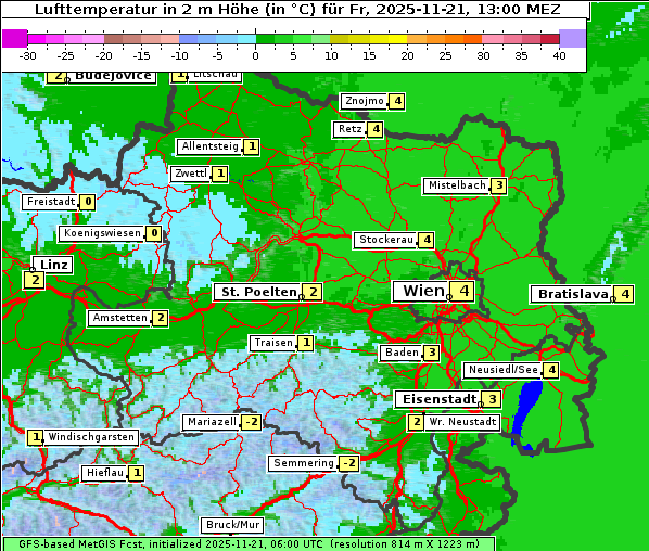 Temperatur, 21. 11. 2025