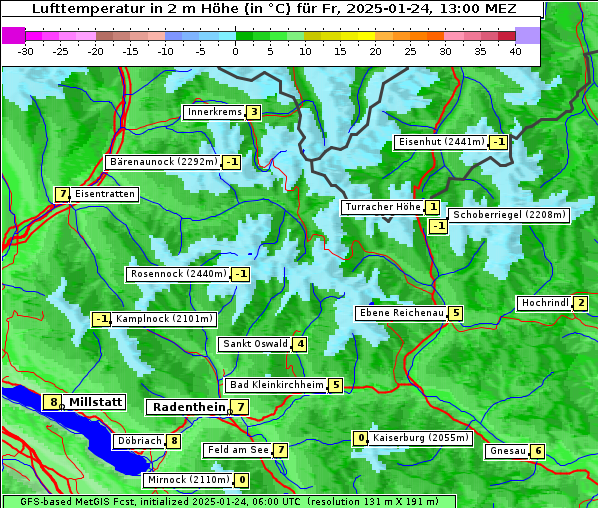 Temperatur, 24. 1. 2025