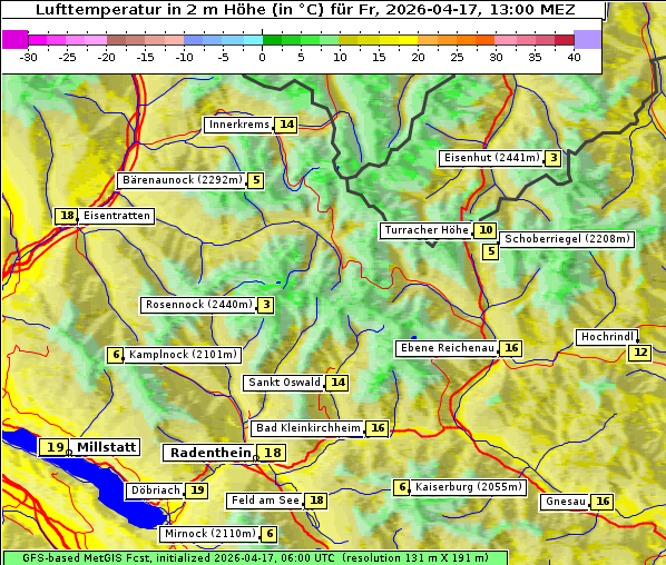 Temperatur, 17. 4. 2026
