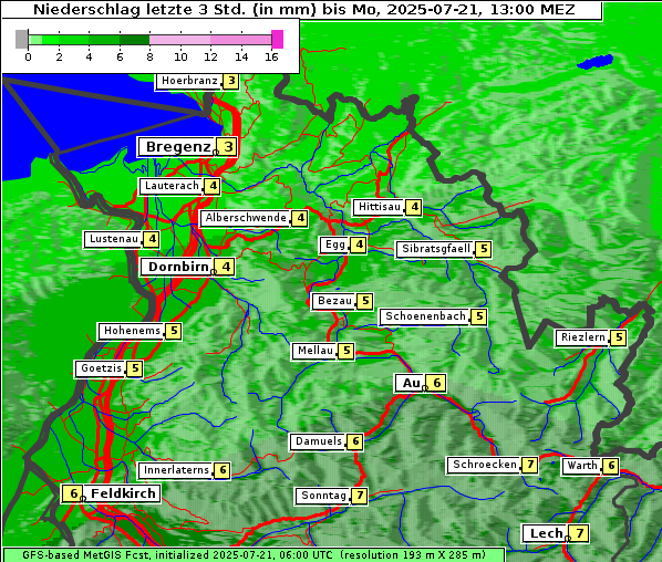 Niederschlag, 21. 7. 2025