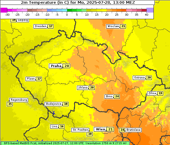 Temperatur, 28. 7. 2025