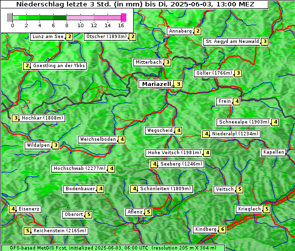 Niederschlag, 3. 6. 2025