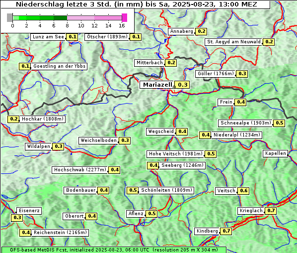 Niederschlag, 23. 8. 2025