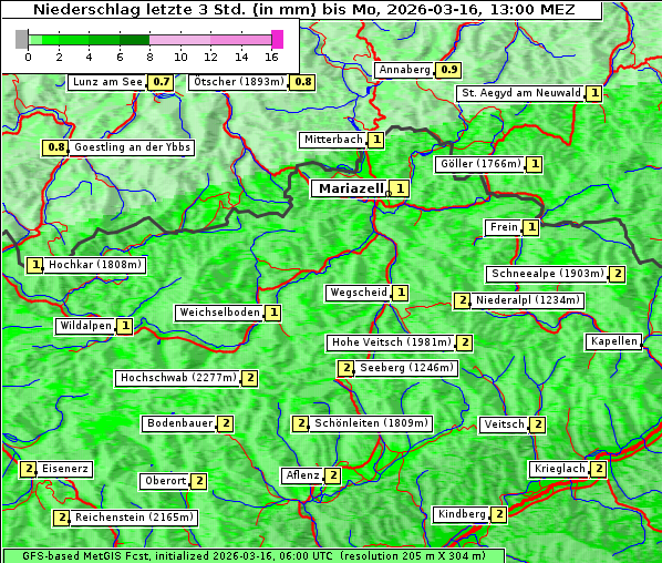 Niederschlag, 16. 3. 2026