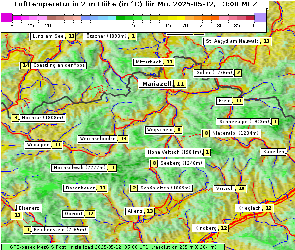 Temperatur, 12. 5. 2025