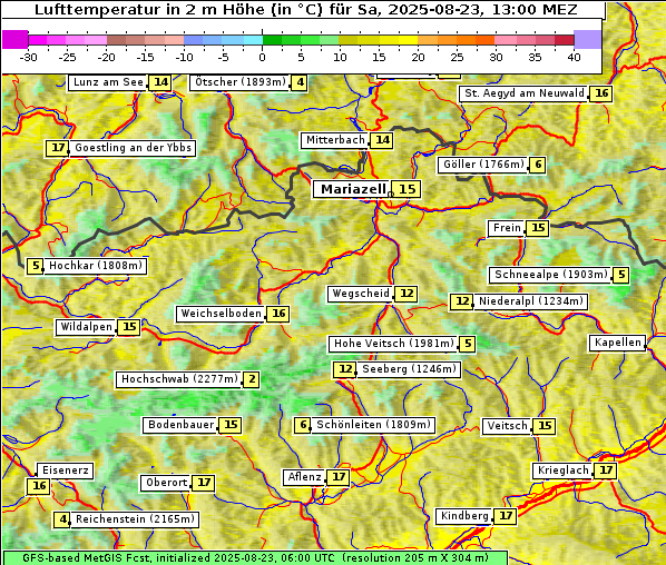 Temperatur, 23. 8. 2025