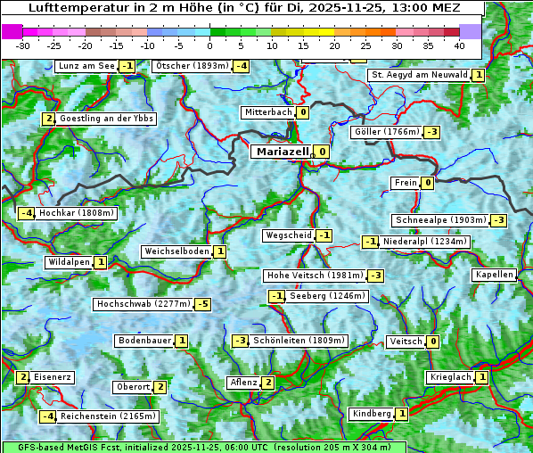 Temperatur, 25. 11. 2025