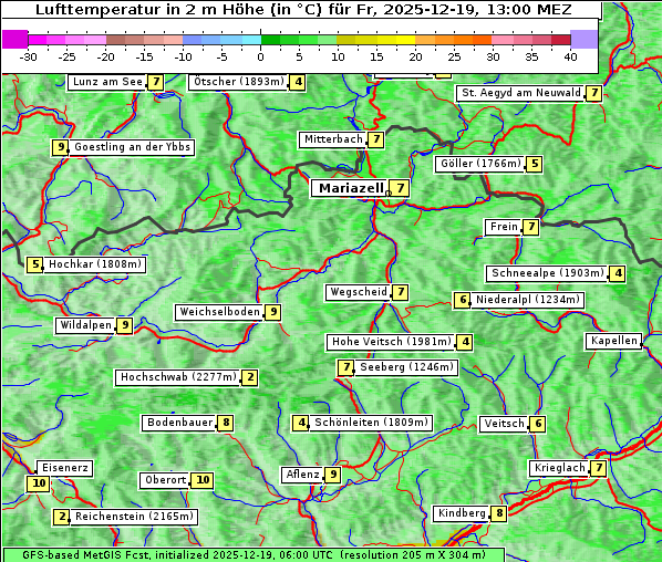 Temperatur, 19. 12. 2025