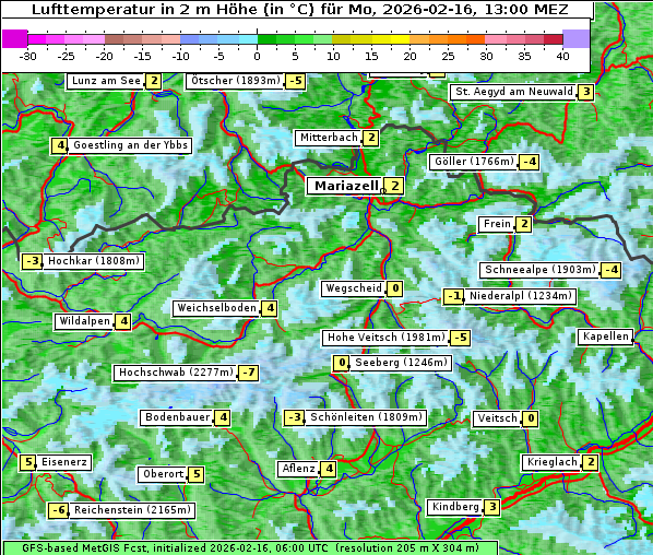 Temperatur, 16. 2. 2026