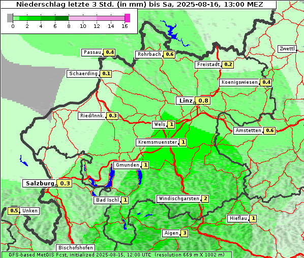 Niederschlag, 16. 8. 2025