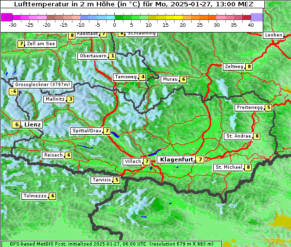 Temperatur, 27. 1. 2025