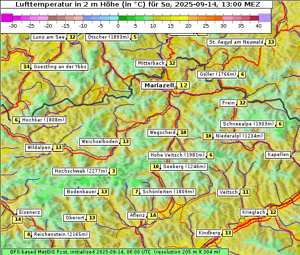 Temperatur, 14. 9. 2025