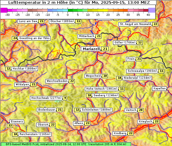 Temperatur, 15. 9. 2025