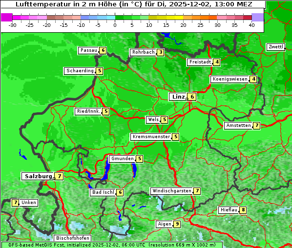 Temperatur, 2. 12. 2025