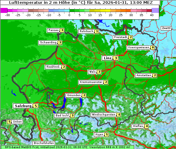 Temperatur, 31. 1. 2026