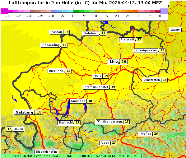 Temperatur, 13. 4. 2026